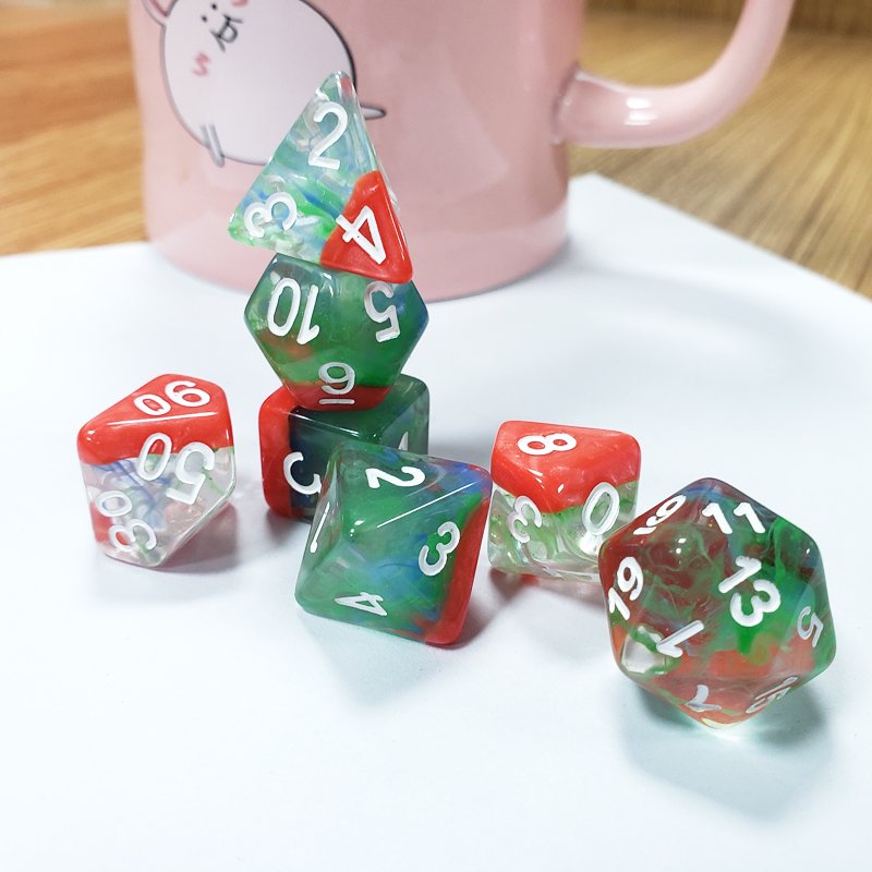 Wholesale Custom Dnd Resin Dice Set Rounded Corner D&D Dice Two Color Combinations For Rpg Table Games