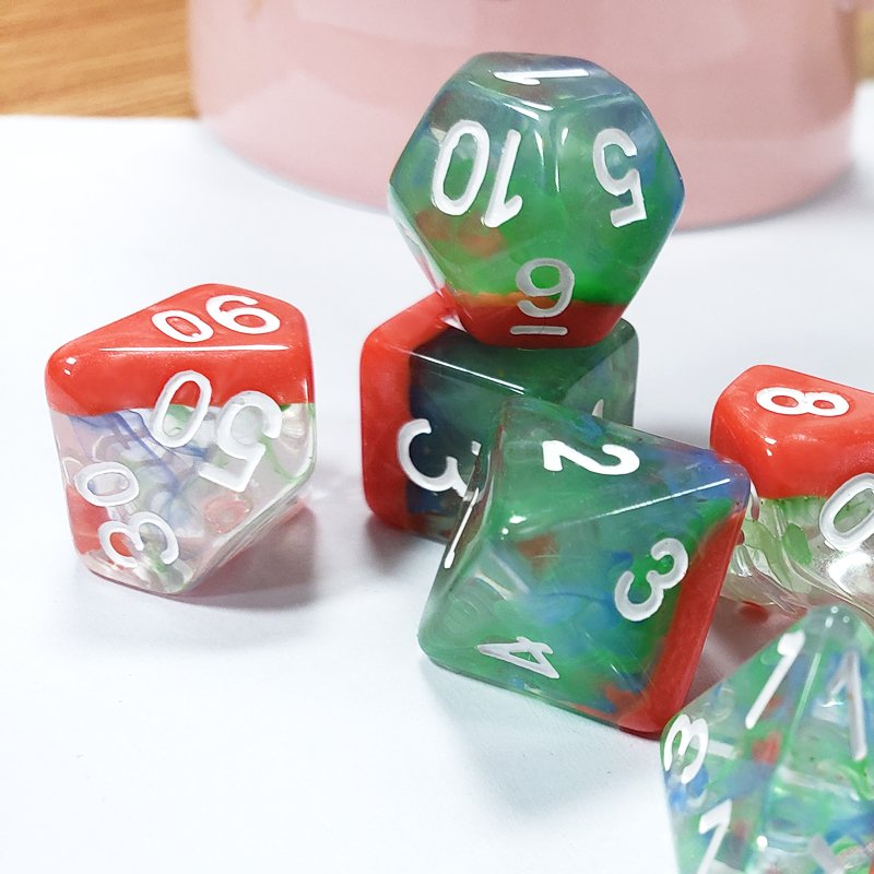 Wholesale Custom Dnd Resin Dice Set Rounded Corner D&D Dice Two Color Combinations For Rpg Table Games