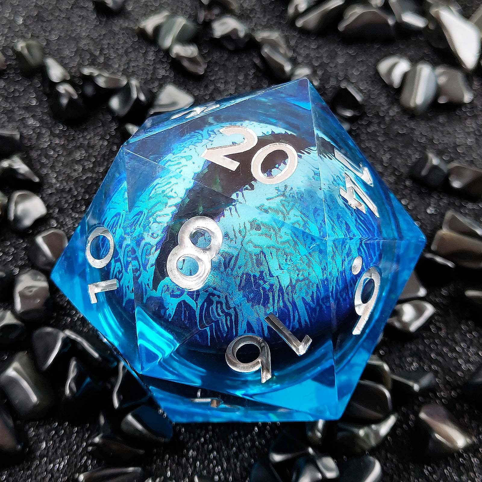 Extra Large Handcrafted 20 Sided Floating Dice 55mm Moving Dragon Eye D20 Resin Dice for Dungeons and Dragons