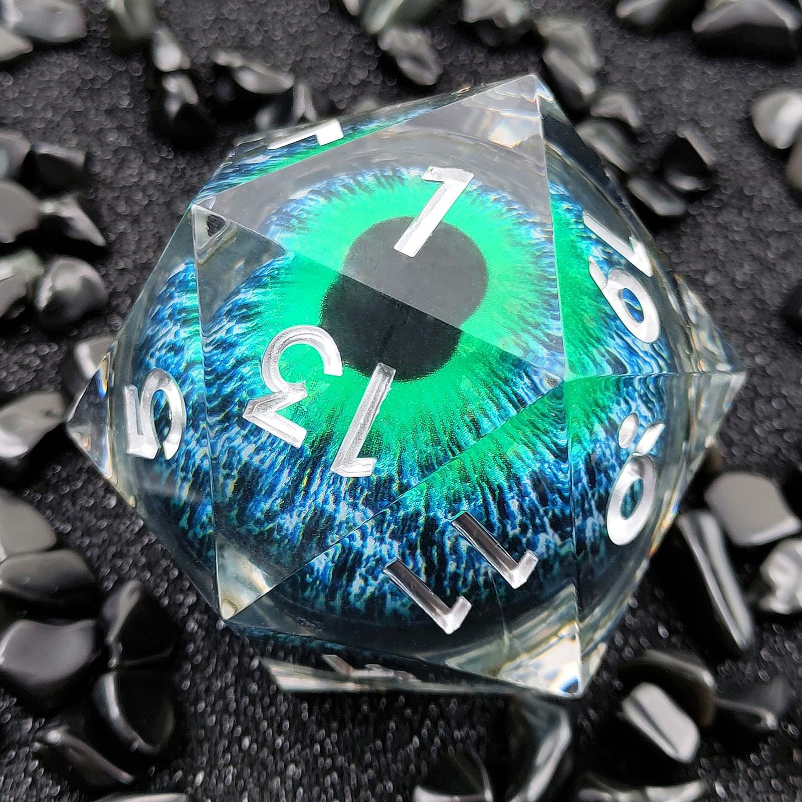 Extra Large Handcrafted 20 Sided Floating Dice 55mm Moving Dragon Eye D20 Resin Dice for Dungeons and Dragons