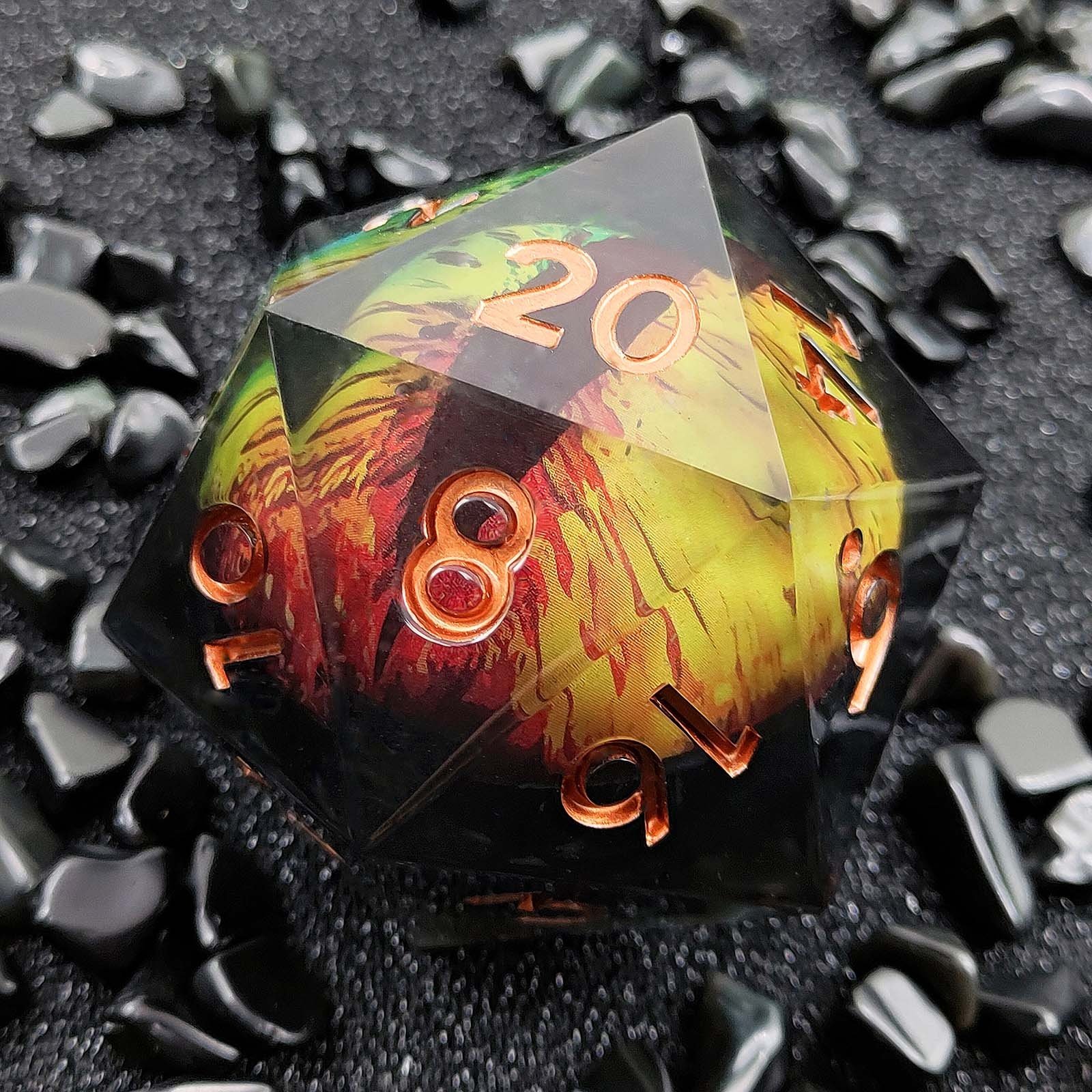 Extra Large Handcrafted 20 Sided Floating Dice 55mm Moving Dragon Eye D20 Resin Dice for Dungeons and Dragons
