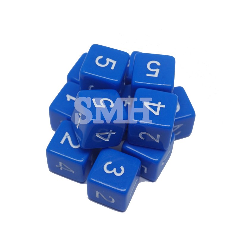 Blue / Yellow Plastic Colored 6 Sided 16MM Number /Digital 1-6 Dice for Education