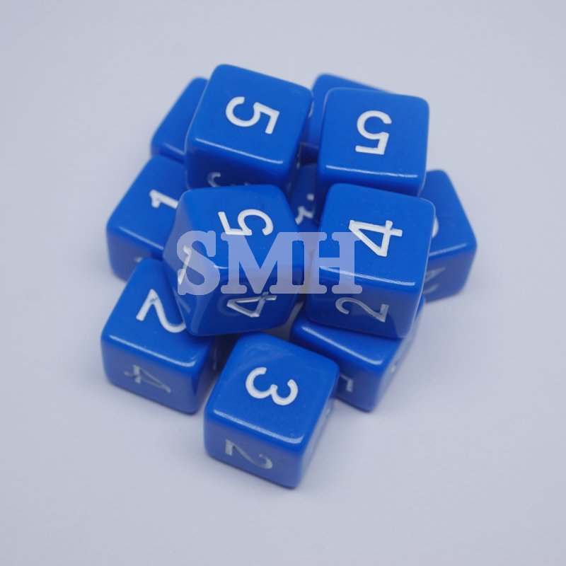 Blue / Yellow Plastic Colored 6 Sided 16MM Number /Digital 1-6 Dice for Education