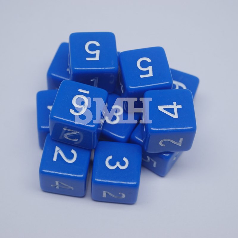 Blue / Yellow Plastic Colored 6 Sided 16MM Number /Digital 1-6 Dice for Education