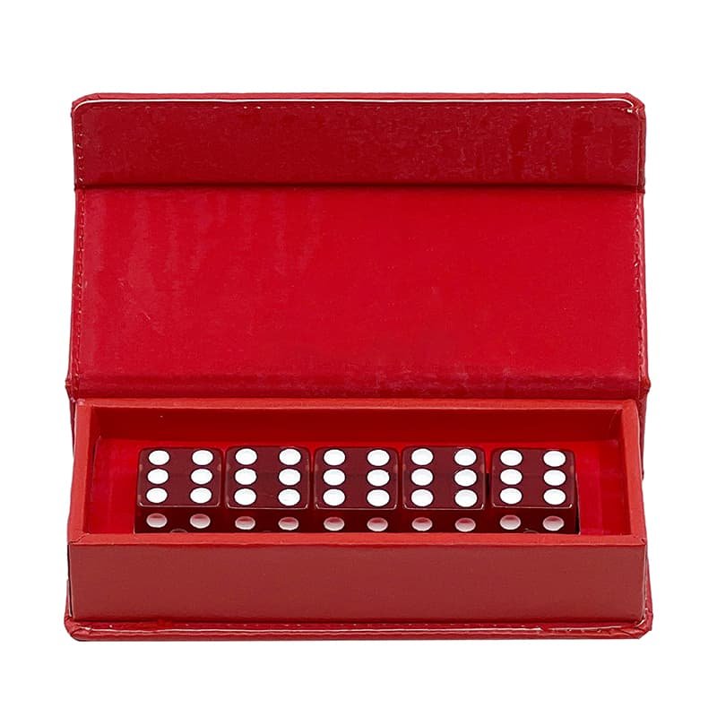 Custom Designed Dice Present in Premium Leather Box Packaging