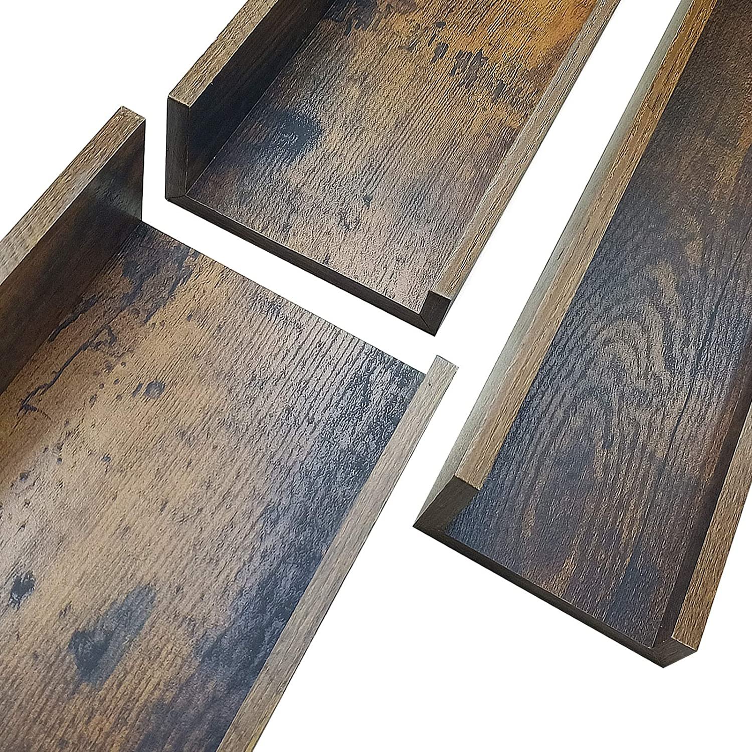 Custom 24 Inch Floating Shelves Wall Mounted Set of 3, Rustic Large Wall Shelves Picture Ledge Shelf for Bedroom Living Room