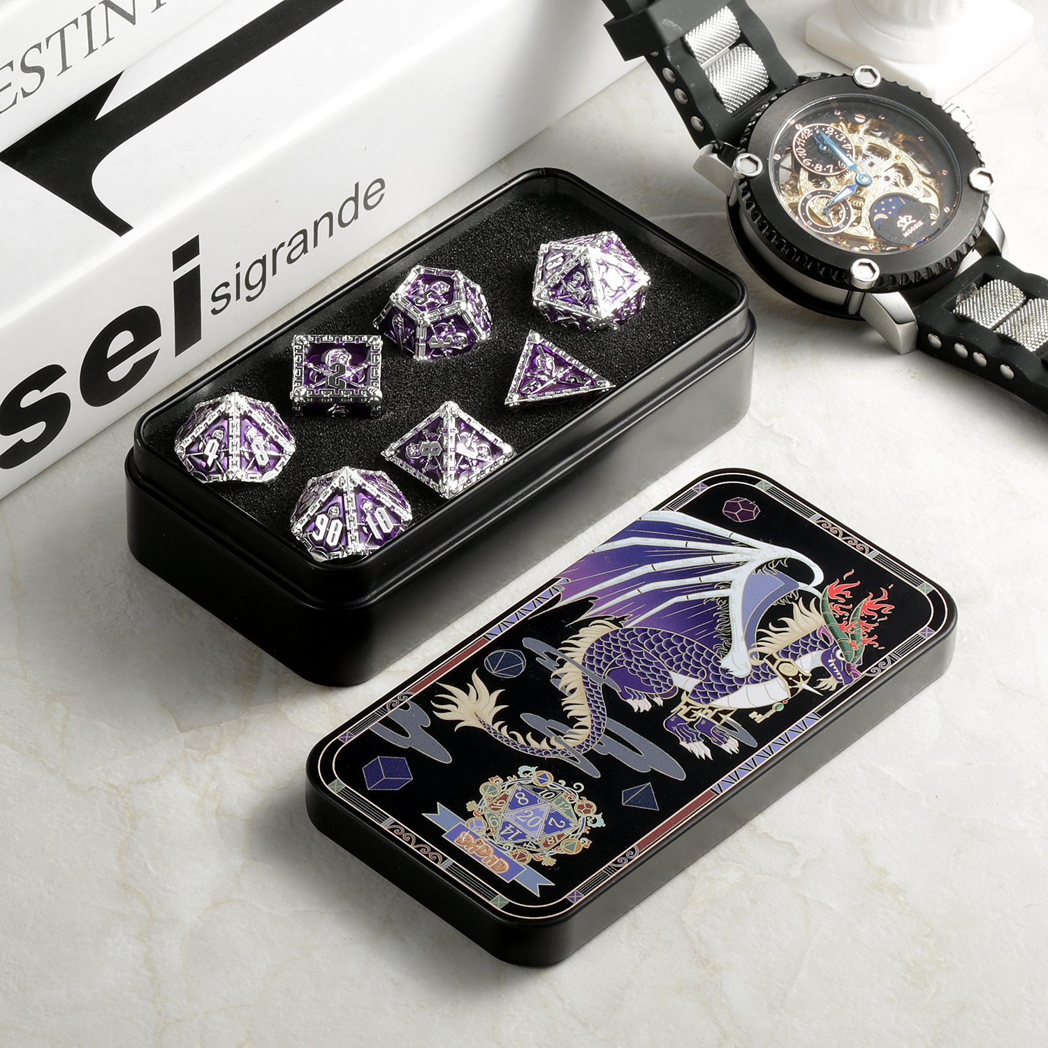 Free sample DND Metal Dice set, Custom The Reaper Metal D&D Dice Set D4 D6 D8 D10 D12 D20 for Dungeons and Dragons Game