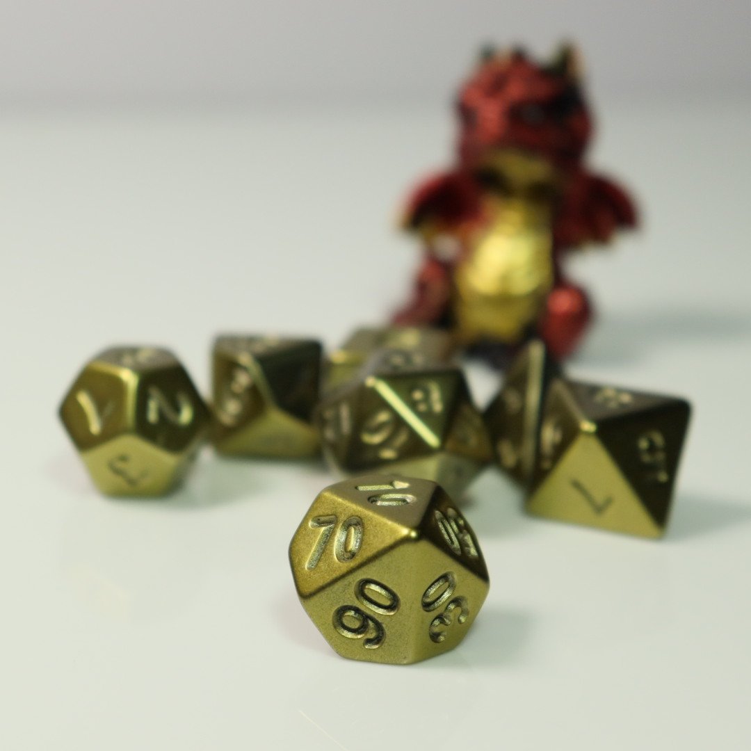 Hot selling custom high quality Red Electroplating plastic dice polyhedral golden paint dice