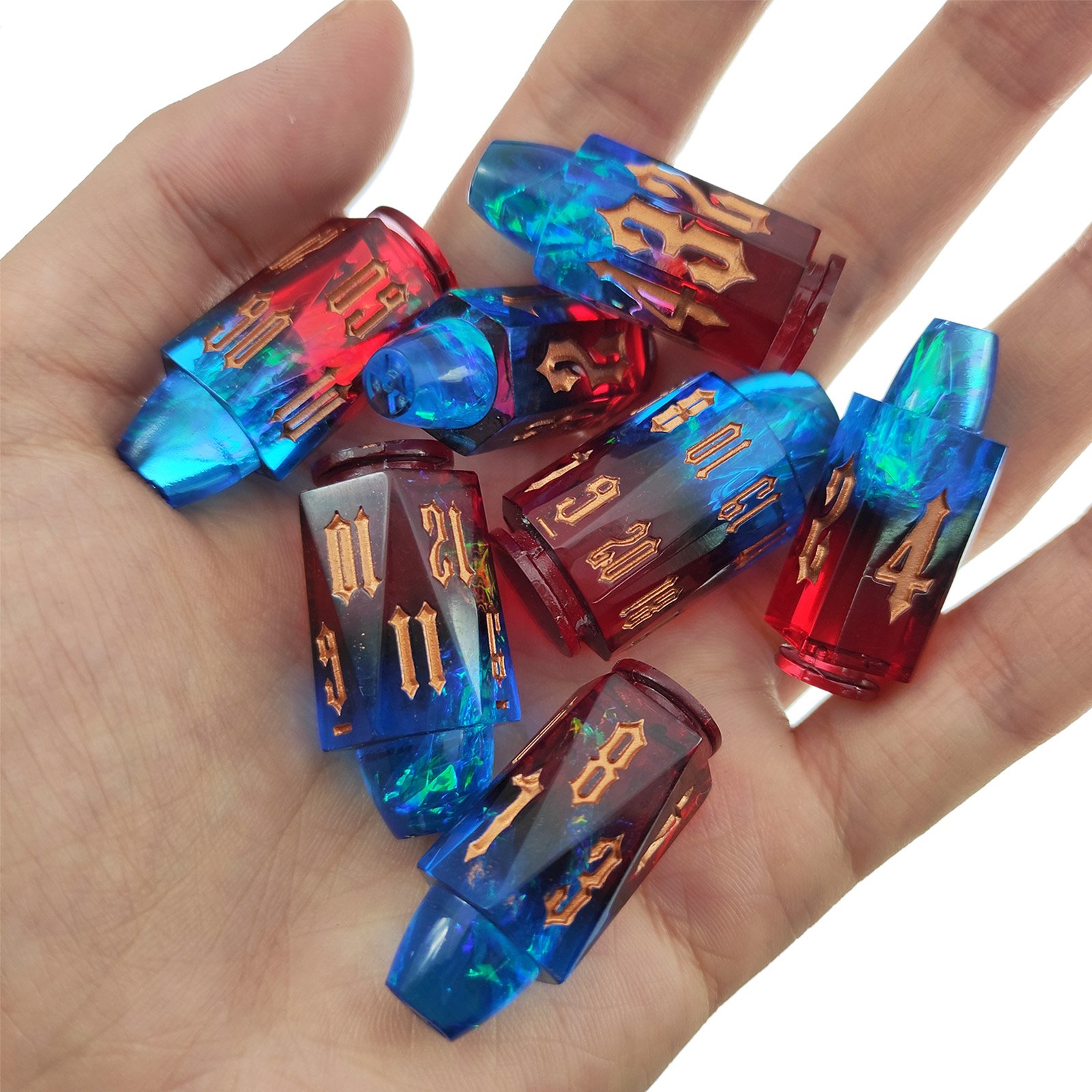 Custom Logo 6 Sided Roleplaying Game Dice Epoxy Custom Bullet Dice Maker Polyhedral Tabletop RPG Dice Set