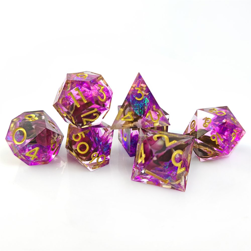 Polyhedral Liquid Core Botanical Flower Dice Set Dungeons and Dragons RPG Dice Accessories DND Resin Dice Set