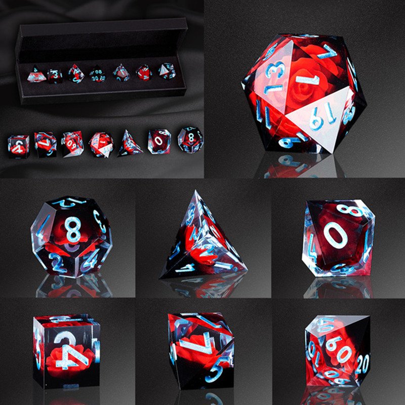 MINI PLANET DND Dice Set With Sharp Edges For TRPG Handmade Flower Polyhedral Dice Set Wholesale Custom Resin Dice DND Games
