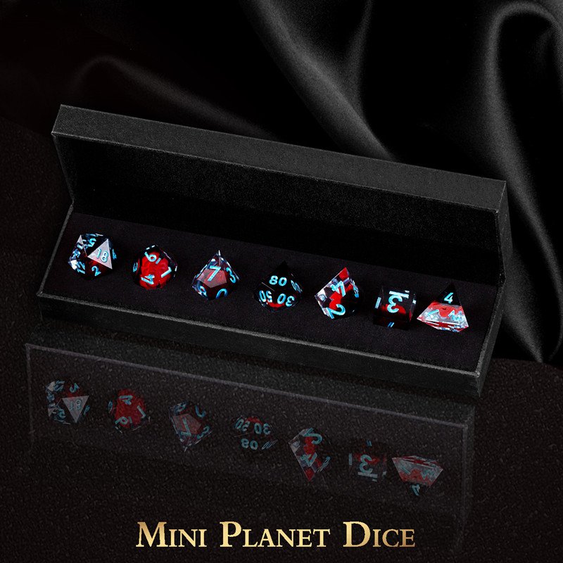 MINI PLANET DND Dice Set With Sharp Edges For TRPG Handmade Flower Polyhedral Dice Set Wholesale Custom Resin Dice DND Games