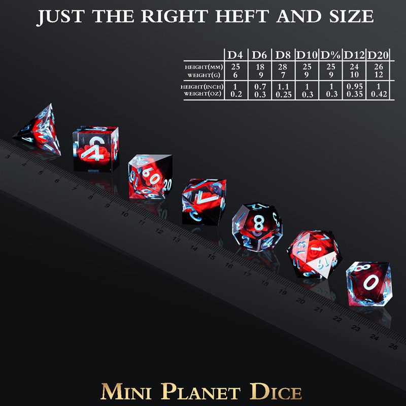 MINI PLANET DND Dice Set With Sharp Edges For TRPG Handmade Flower Polyhedral Dice Set Wholesale Custom Resin Dice DND Games