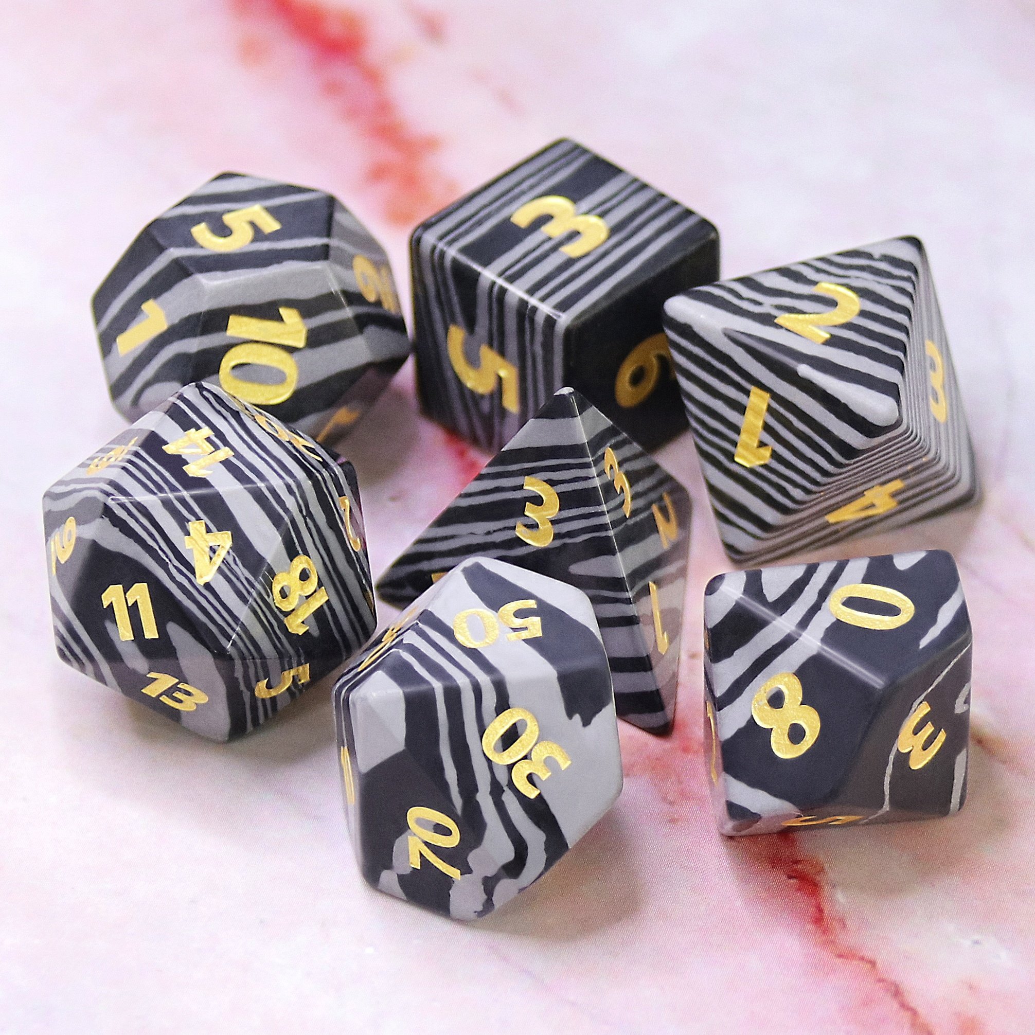 HD Stone polyhedral dice set engraving handmade dice for dungeons and dragons