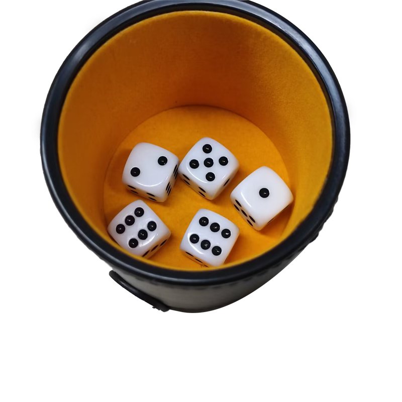 High Quality Backgammon Dice Cup Bulk Casino Custom Logo Printing PU/PVC Leather Dice Cup