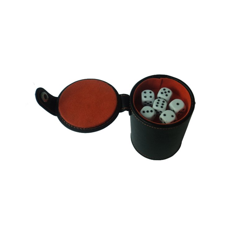 High Quality Backgammon Dice Cup Bulk Casino Custom Logo Printing PU/PVC Leather Dice Cup