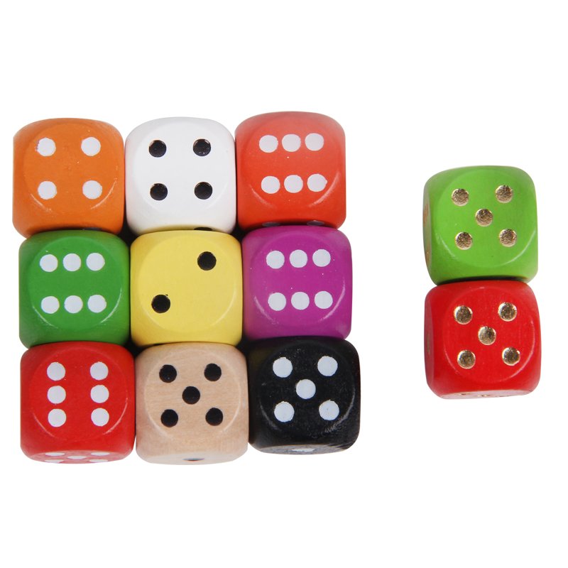 Factory Customized high quality 16mm 20mm 25mm 30mm wooden multicolor 6 sided round corner dice printing LOGO blank board game