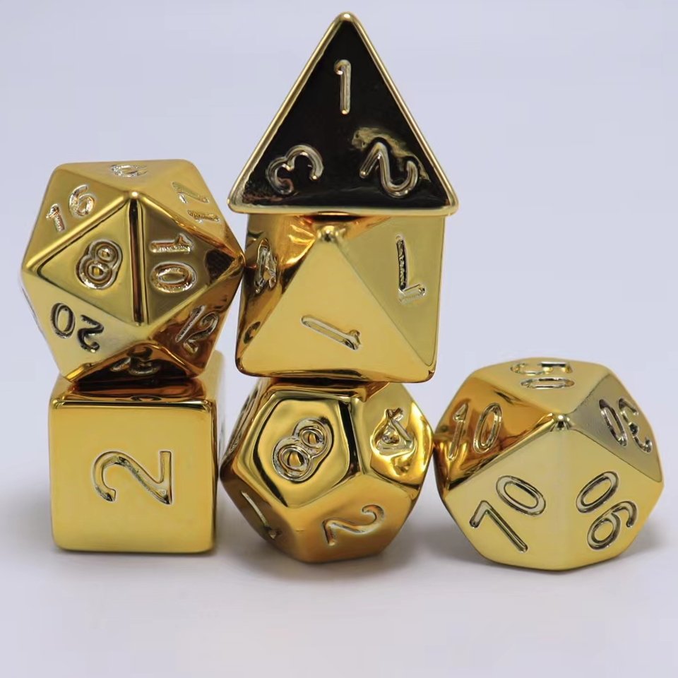 Wholesale Printed Acrylic Casino Dice Set Custom Plated Luxury Golden 16mm Adult Dice Games