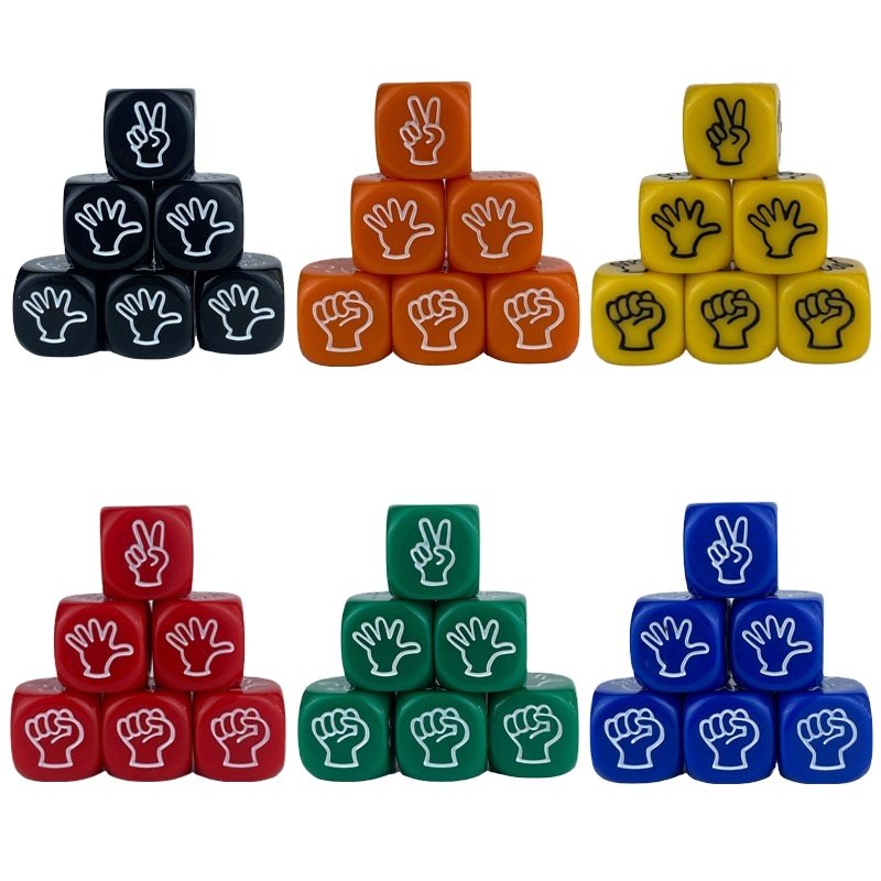 20mm 6 sides acrylic PMMA solid colors stone rock paper scissors hand game finger guessing game dice cube