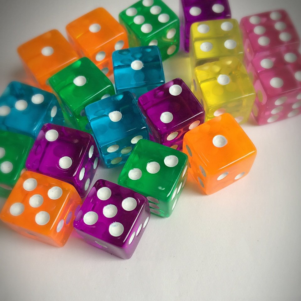 16mm Transparent Square Corner Game Dice 1.6cm Acrylic Color 1.6cm Color Game Dice