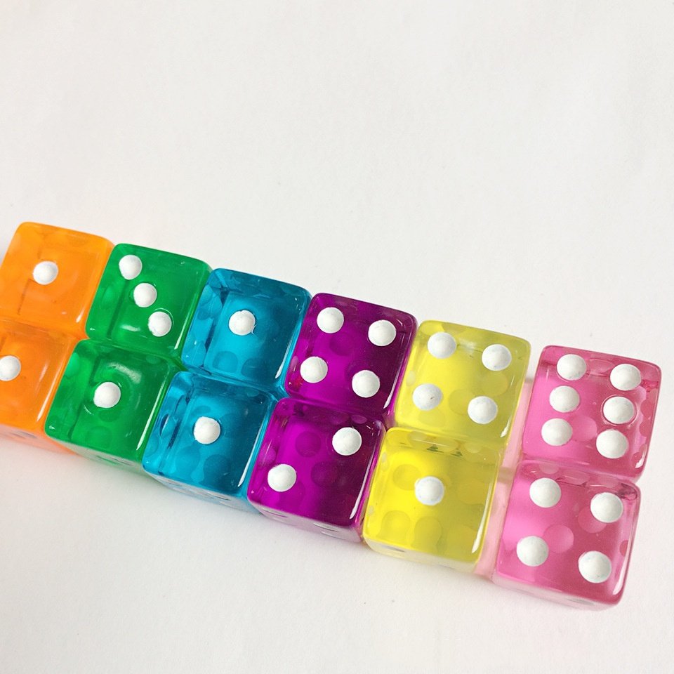 16mm Transparent Square Corner Game Dice 1.6cm Acrylic Color 1.6cm Color Game Dice