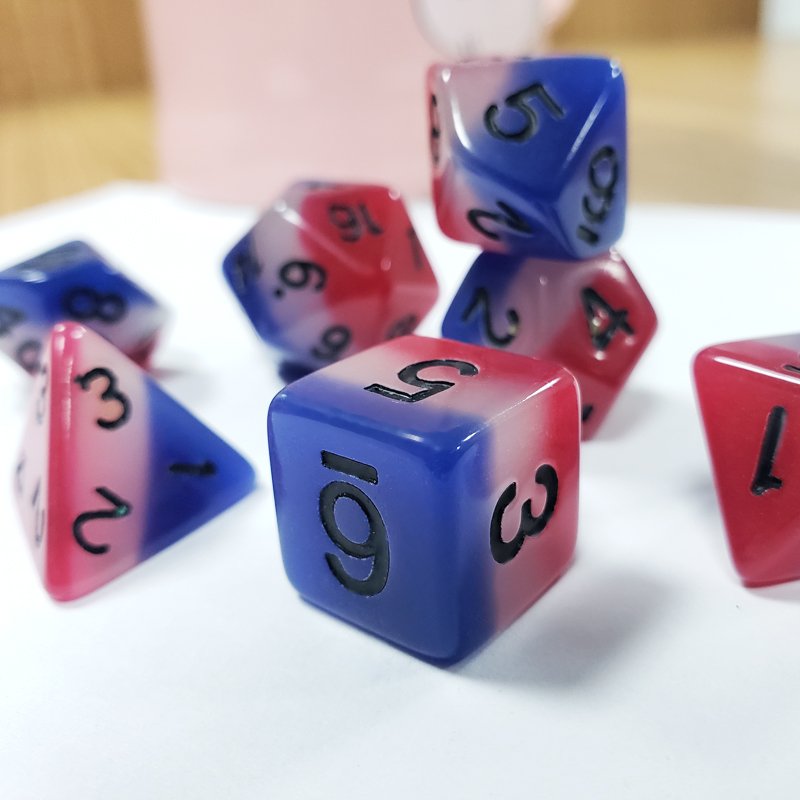 Wholesale Three Color Gradient Polyhedral Plastic RPG DND Resin Products Dungeons And Dragons Role-playing Game Dice Set