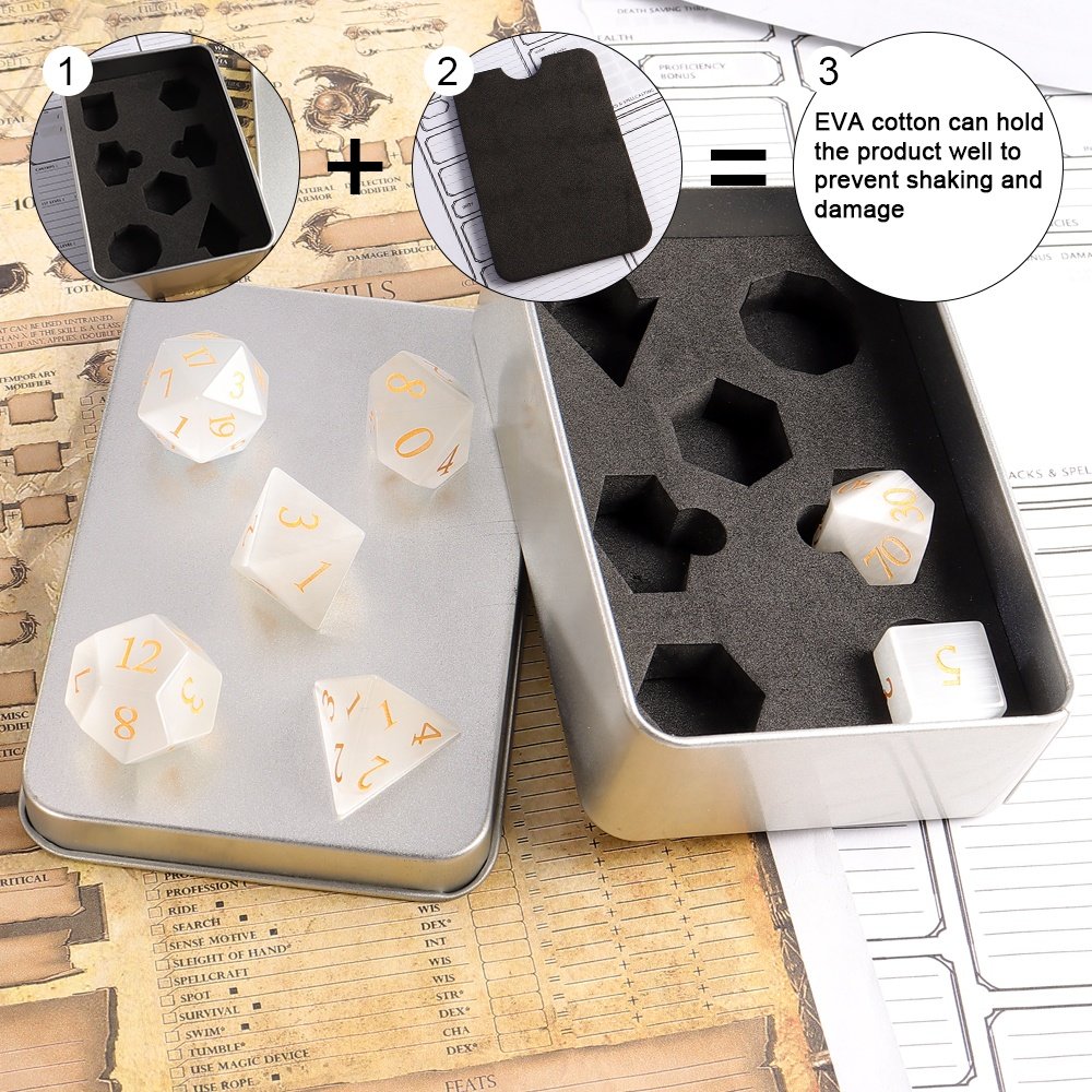 Custom Dices D10 Artificial Gemstone Dice White Cat Eye Glass Dice For Gaming