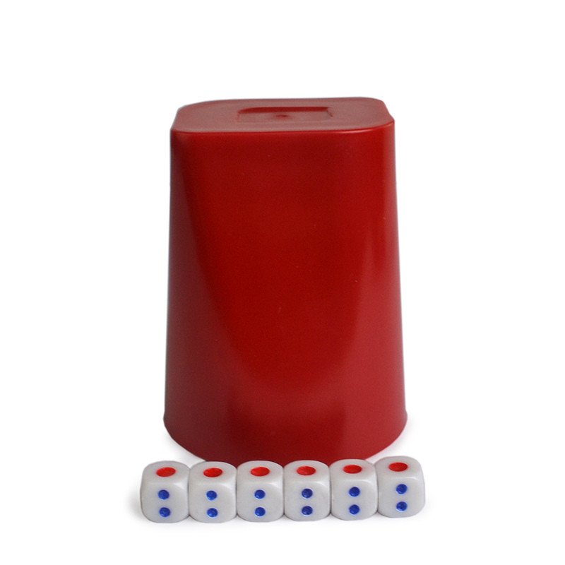 Plastic Colorful Gambling Casino Carving Patterns Thickened Plastic Dice Cup With 6pcs #13 White Dice