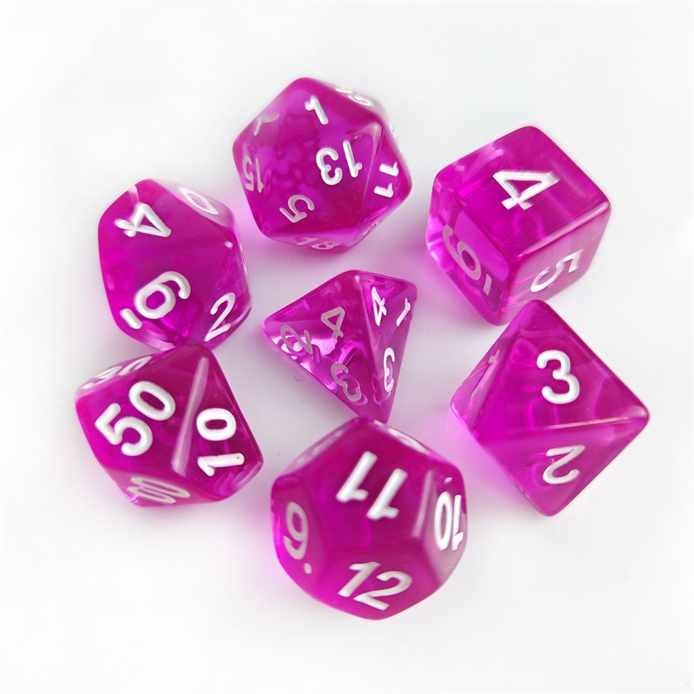 Custom Light Purple Acrylic Transparent Polyhedral Dice Set for Dungeons and Dragons Table Game DND PRG Dice Set