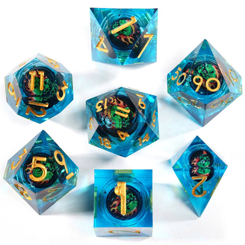 Customized factory wholesale handmade sharp edge Dnd game dice set liquid core Rpg game dice