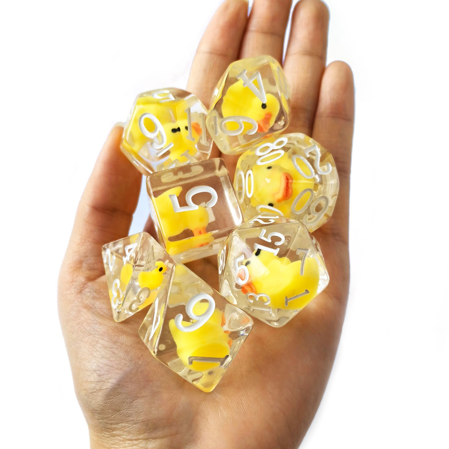 Bescon Oversized Yellowduck Rpg Dice Set Of 7,Novelty Jumbo Dice Yellow Duck Polyhedral Dnd Game Dice Set