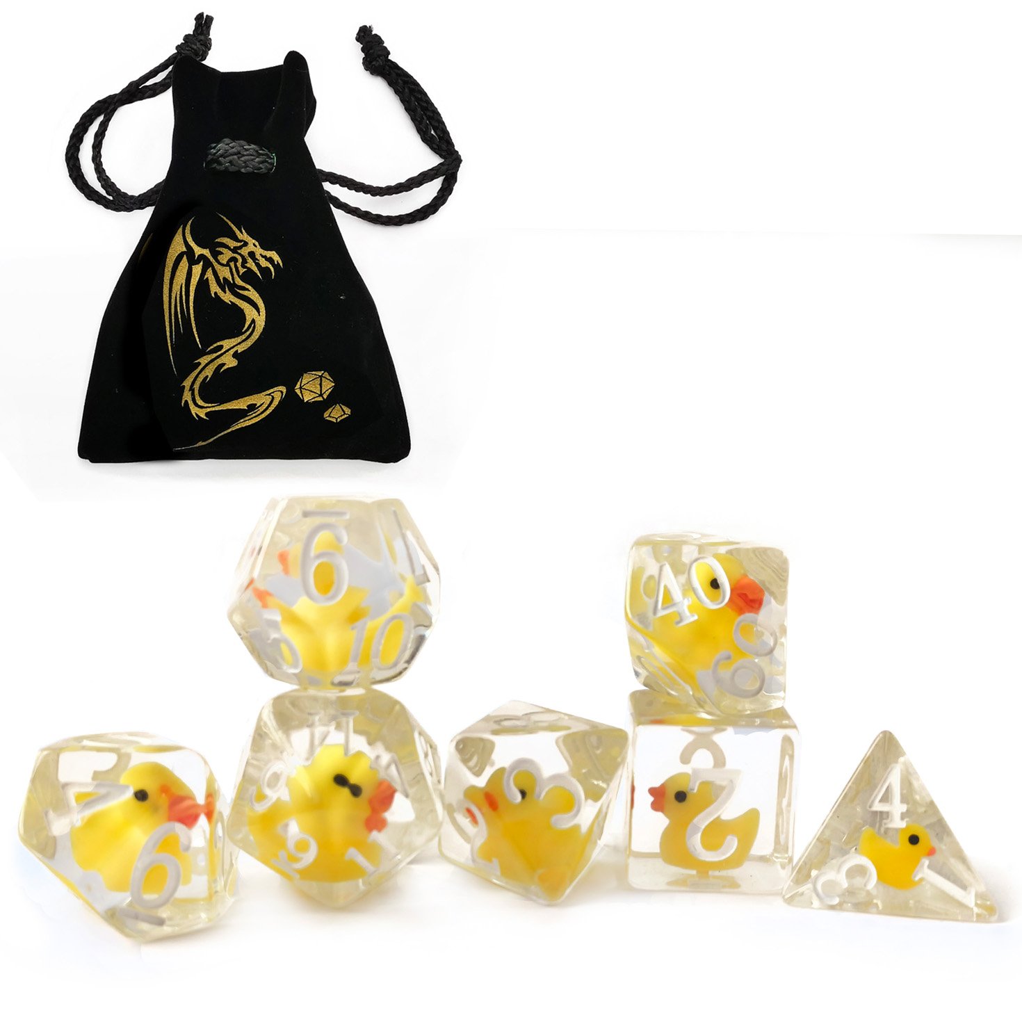 Bescon Oversized Yellowduck Rpg Dice Set Of 7,Novelty Jumbo Dice Yellow Duck Polyhedral Dnd Game Dice Set