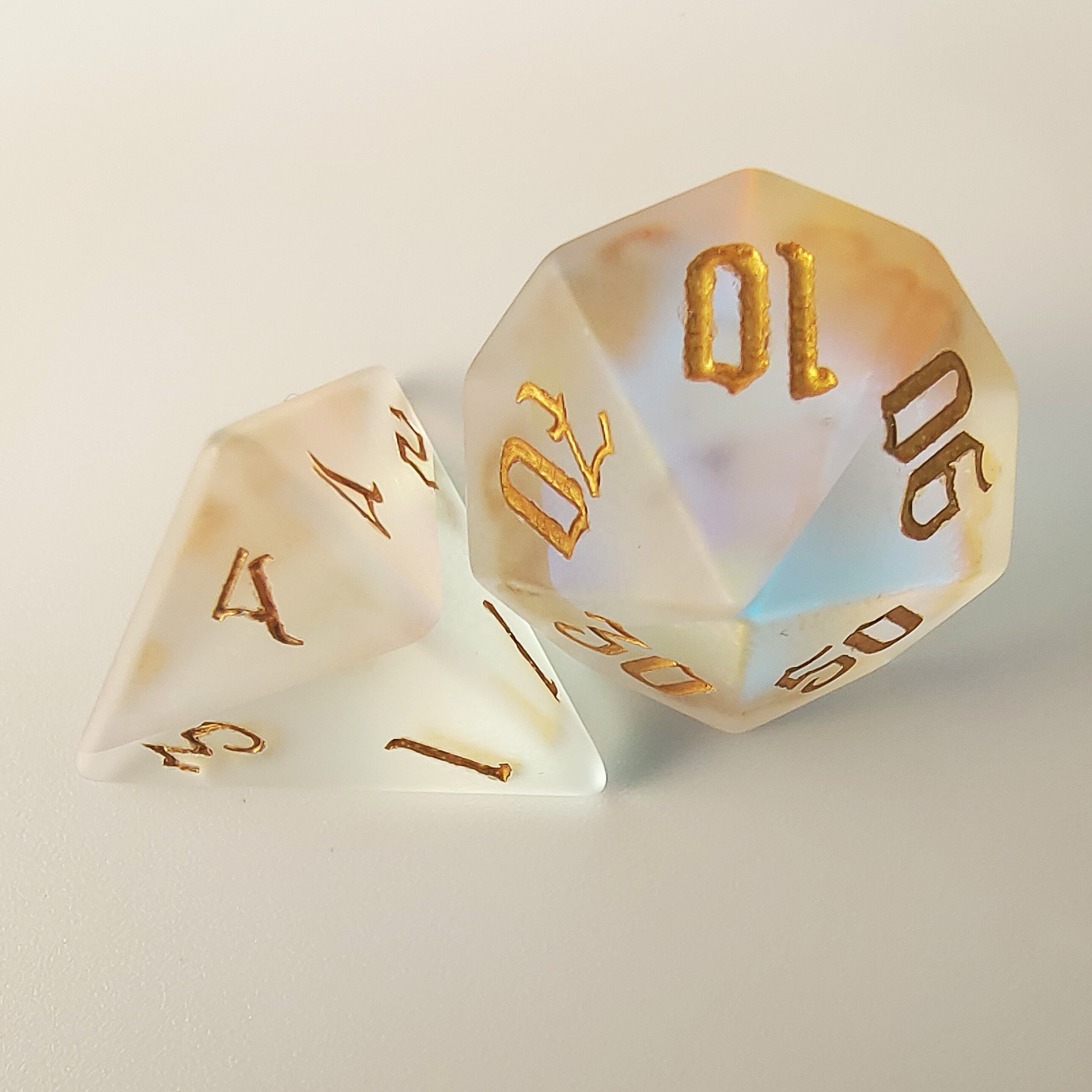 factory wholesale hot-selling frosted K9 rainbow glass gemstone dice set for Dungeons and Dragon RPG