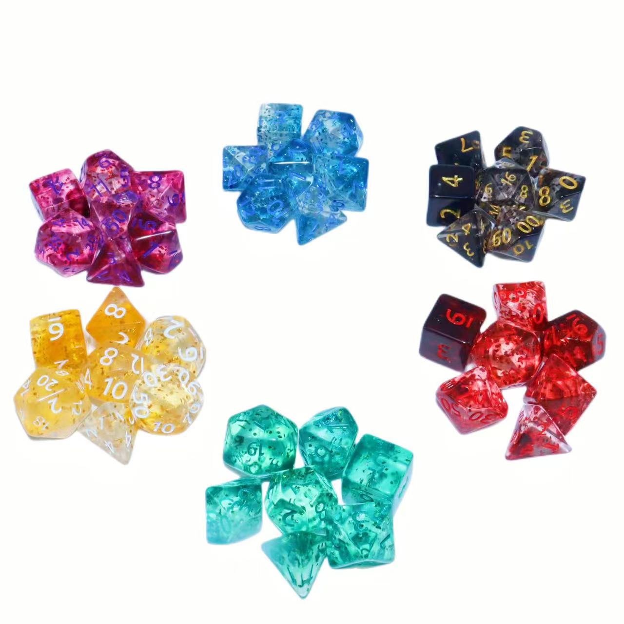 Double Color Transparent With Glitter 7 Dice Set | Perfect for Dungeons and Dragons (D&D) and Other Role Playing Games (RPG)