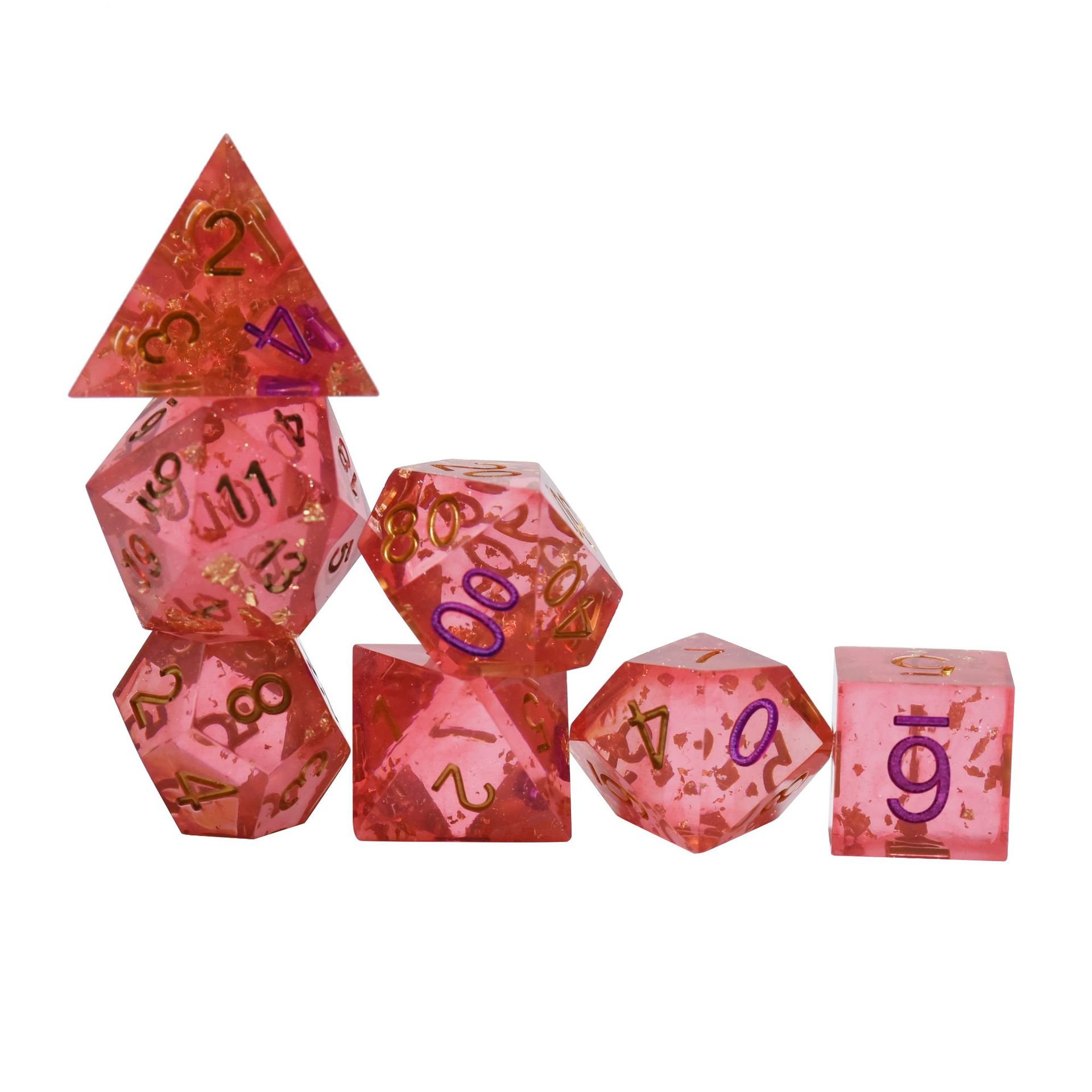 Liquid Core Dice Set Polyhedral Custom Logo Resin Dice Rpg Dragon And Dungeon Resin Edge