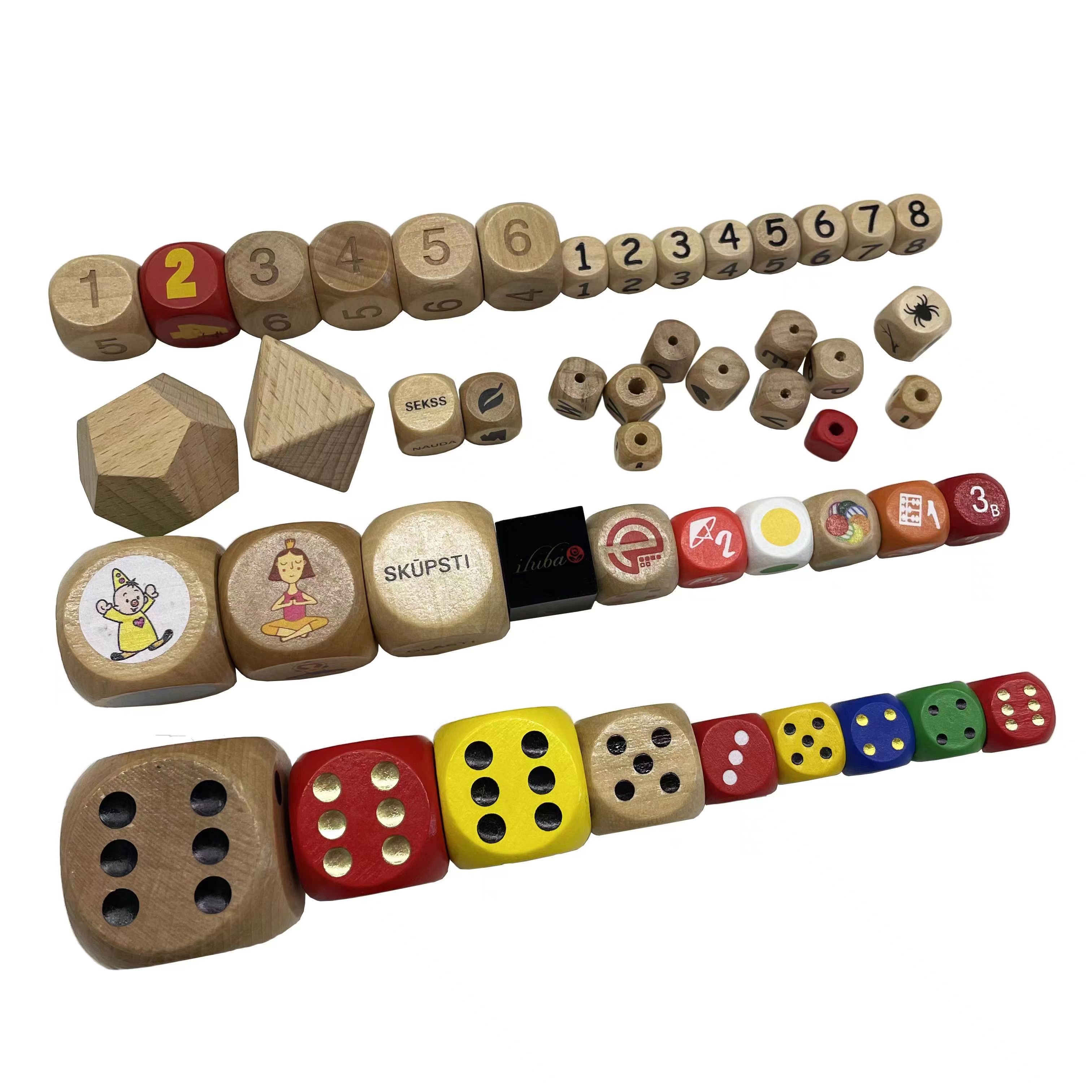 Custom Printing Logo Wood dice for Board Game Wooden Dice Game Dice