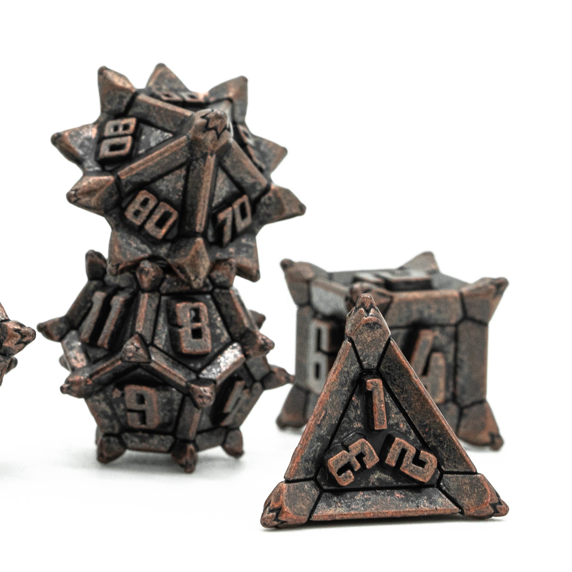 Udixi Polyhedral dungeons and dragons metal rpg polyhedron custom logo dice game set Pinwheel