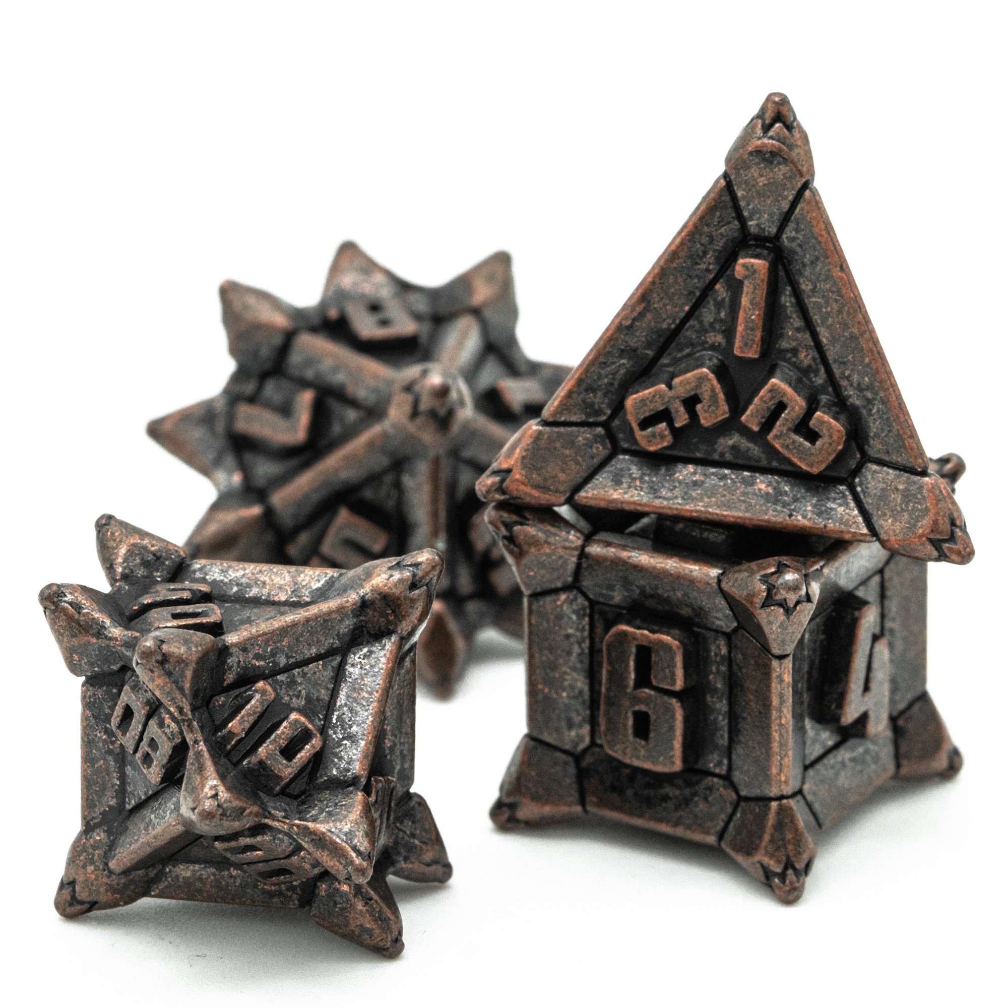 Udixi Polyhedral dungeons and dragons metal rpg polyhedron custom logo dice game set Pinwheel