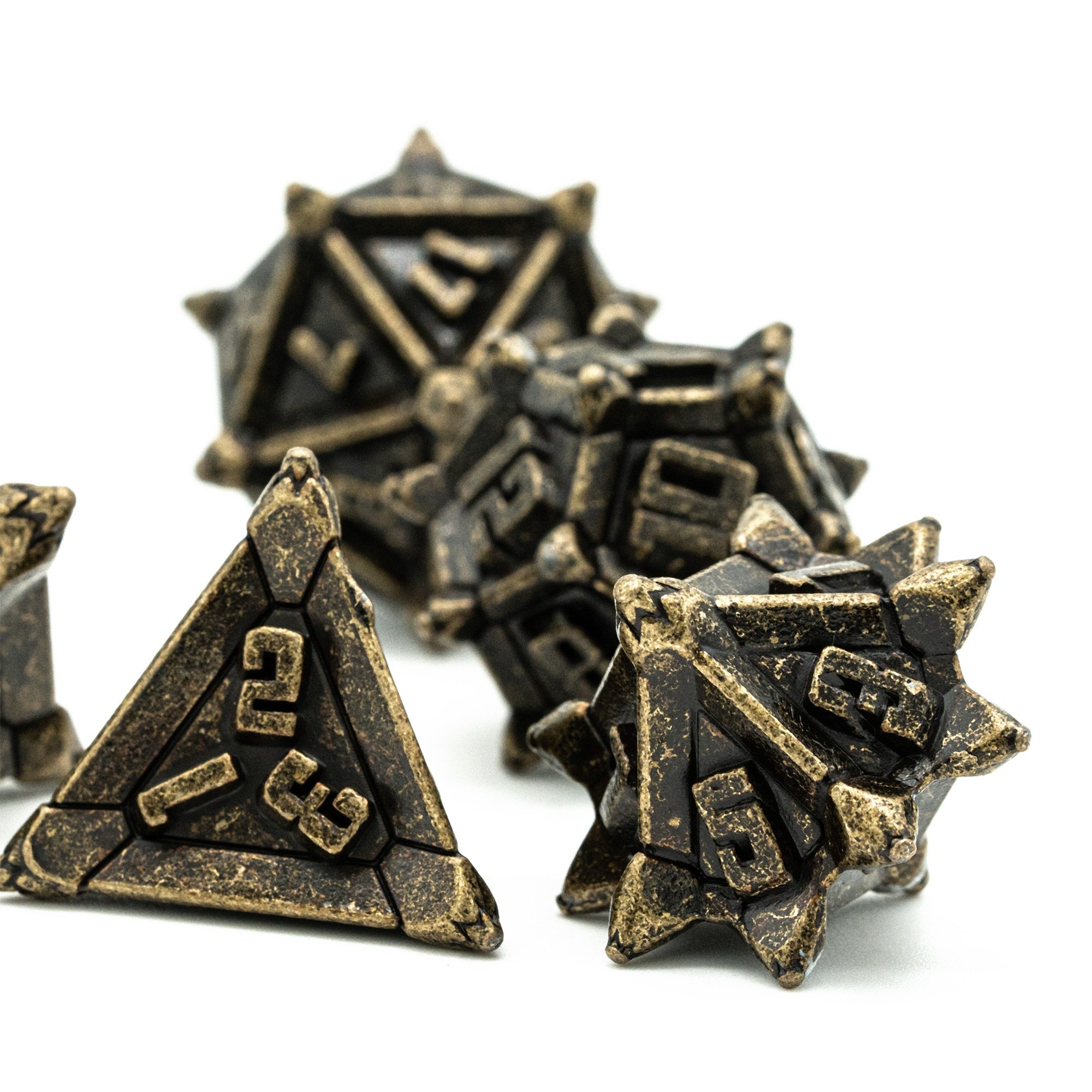 Udixi Polyhedral dungeons and dragons metal rpg polyhedron custom logo dice game set Pinwheel