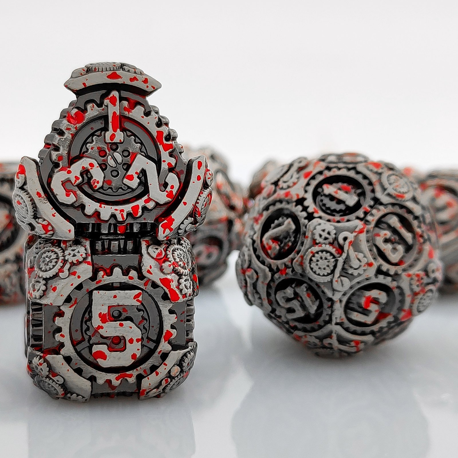 Metal Dice Set Manufacturers Custom Logo Polyhedral Metal Dice New Design Gear Type D&d Rpg Dice For Table Game