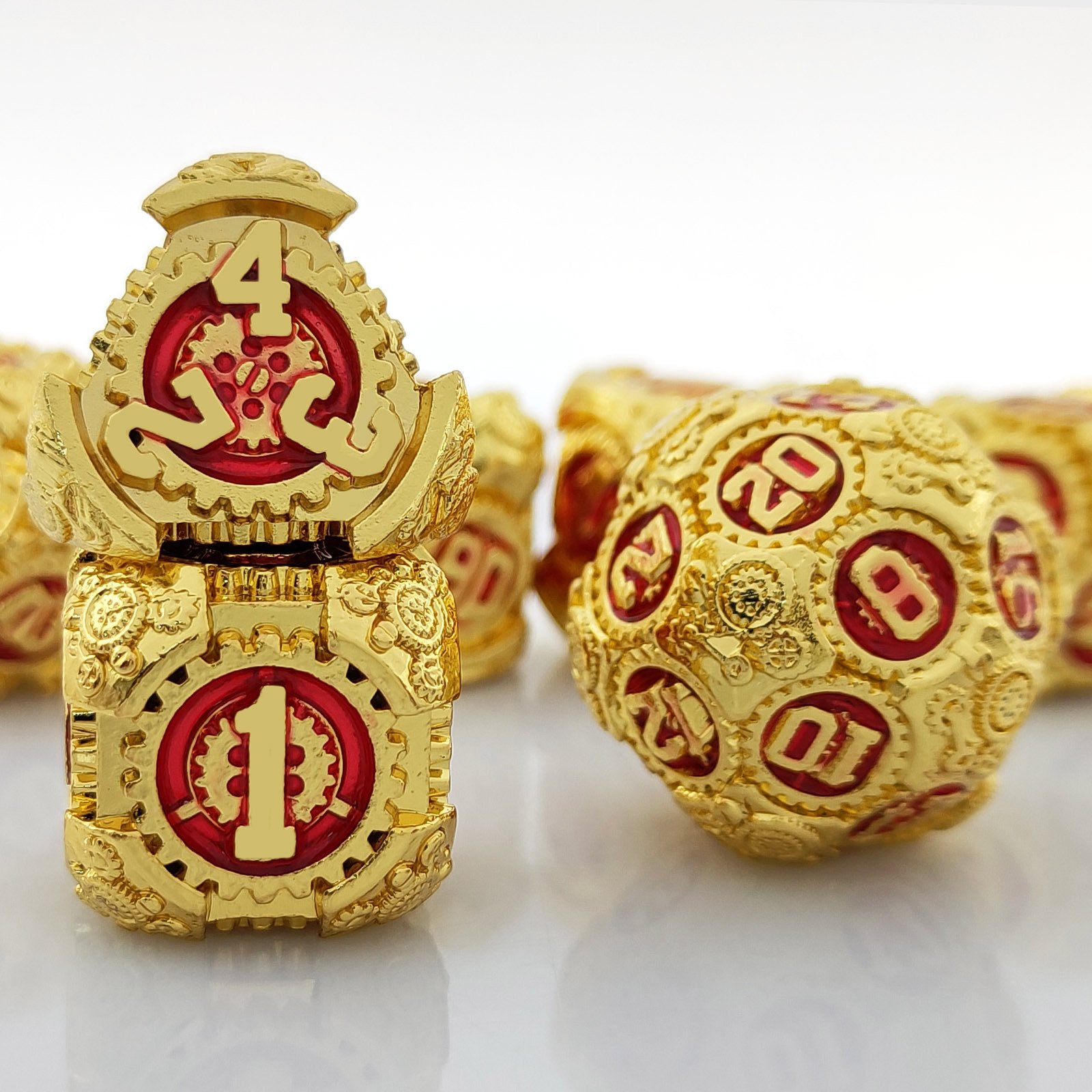 Metal Dice Set Manufacturers Custom Logo Polyhedral Metal Dice New Design Gear Type D&d Rpg Dice For Table Game