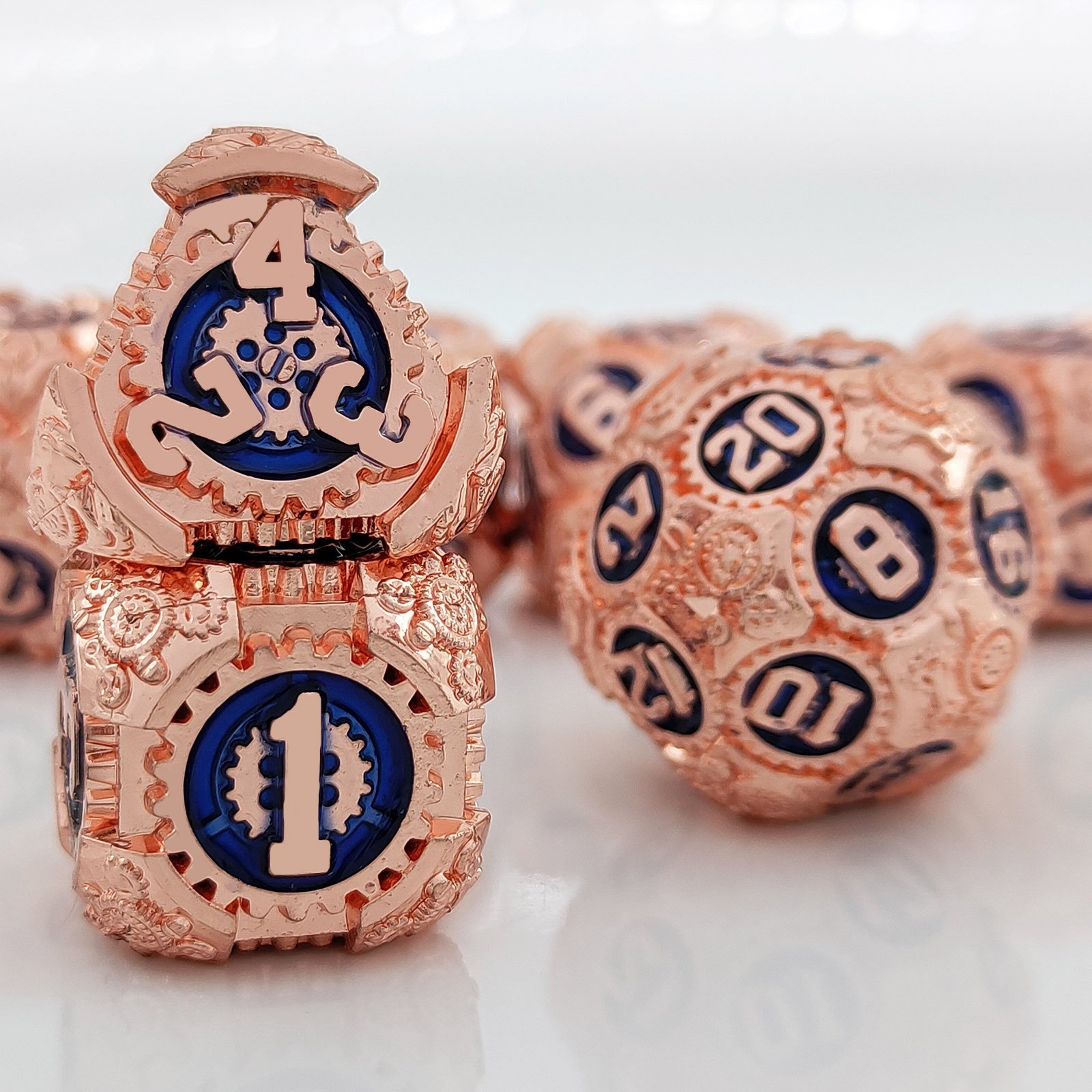 Metal Dice Set Manufacturers Custom Logo Polyhedral Metal Dice New Design Gear Type D&d Rpg Dice For Table Game
