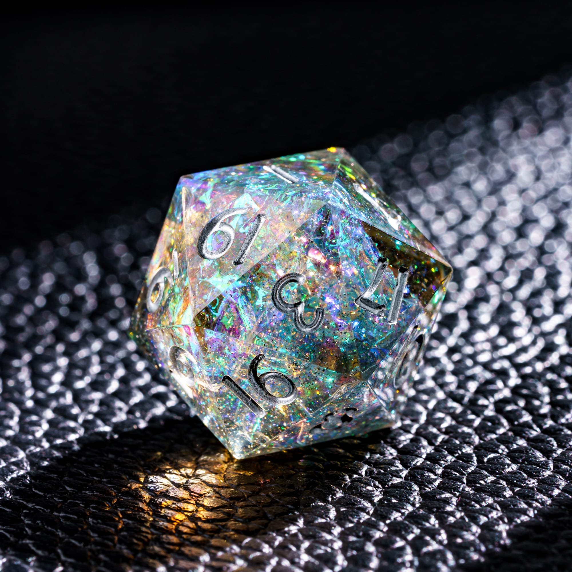 Udixi Sharp Edge Dice RPG Resin Dungeons and Dragons Glitter paper Dice Set