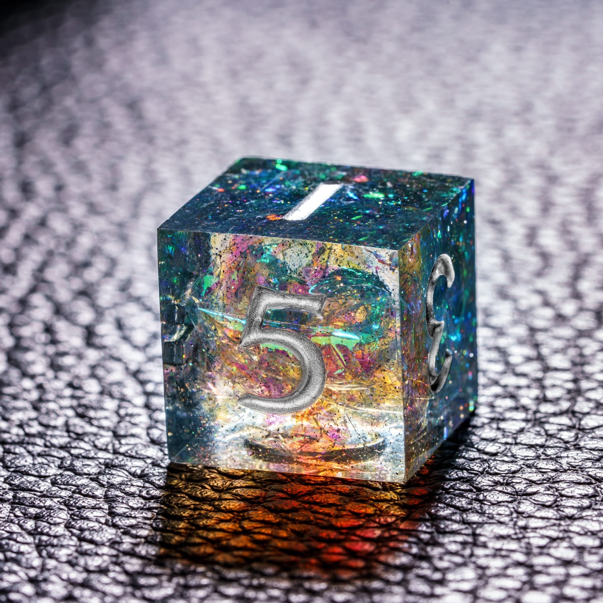 Udixi Sharp Edge Dice RPG Resin Dungeons and Dragons Glitter paper Dice Set