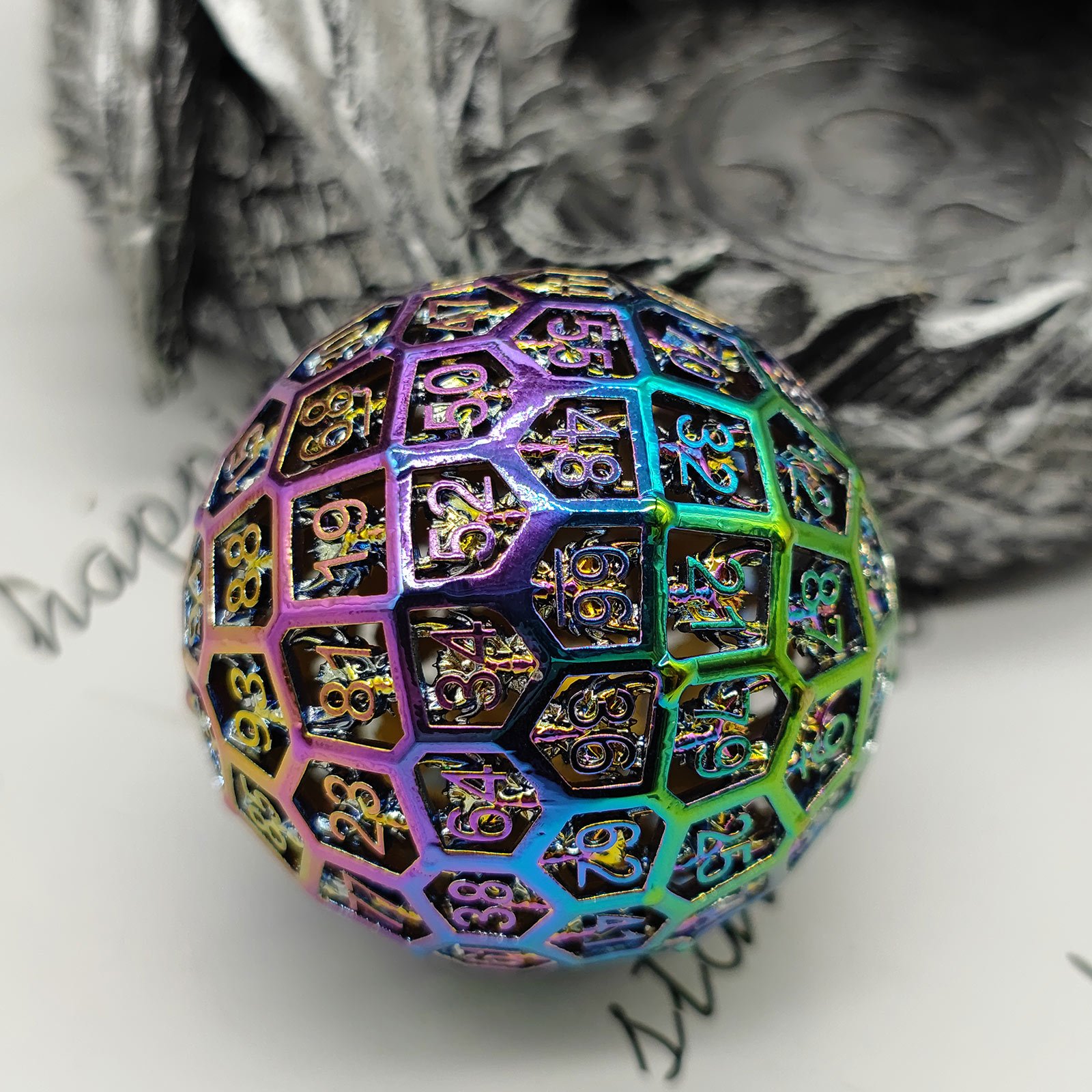 Factory direct custom logo polyhedral skeleton 100 side Dungeons and Dragons board game RPG dice set Unique dnd metal dice set