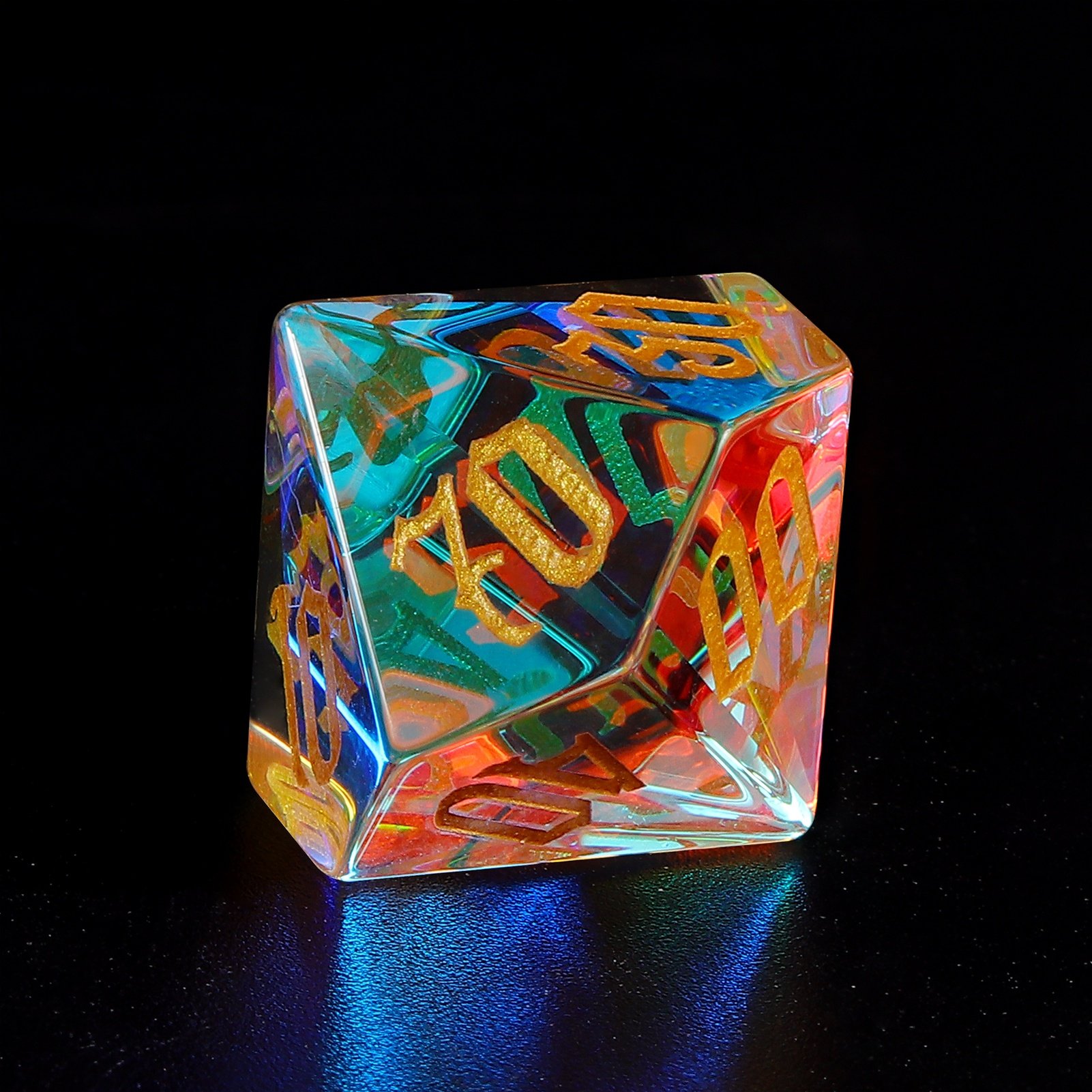 Custom Engraved Prism K9 Crystal Glass Dice Gemstone DND Dice Rainbow D6 D4 D8 D10 D12 D20 Dice For Board Games