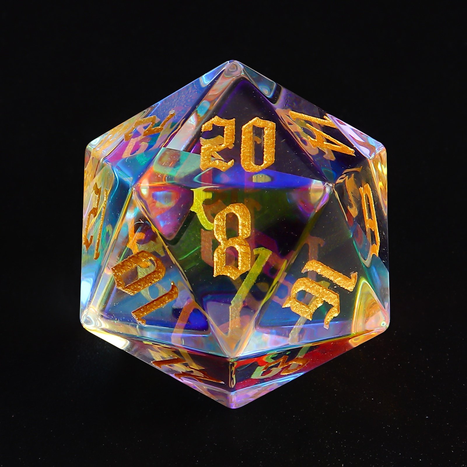 Custom Engraved Prism K9 Crystal Glass Dice Gemstone DND Dice Rainbow D6 D4 D8 D10 D12 D20 Dice For Board Games