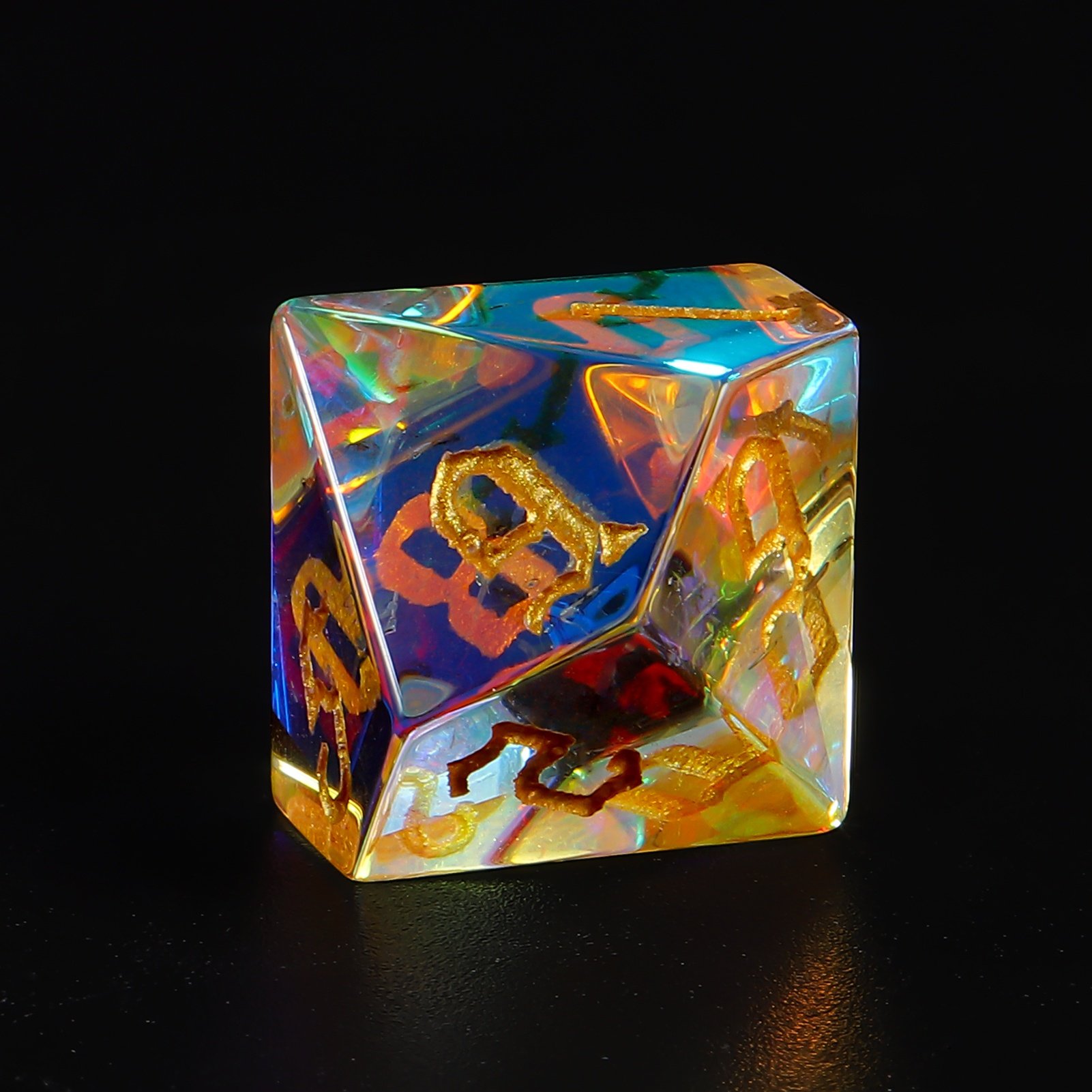 Custom Engraved Prism K9 Crystal Glass Dice Gemstone DND Dice Rainbow D6 D4 D8 D10 D12 D20 Dice For Board Games