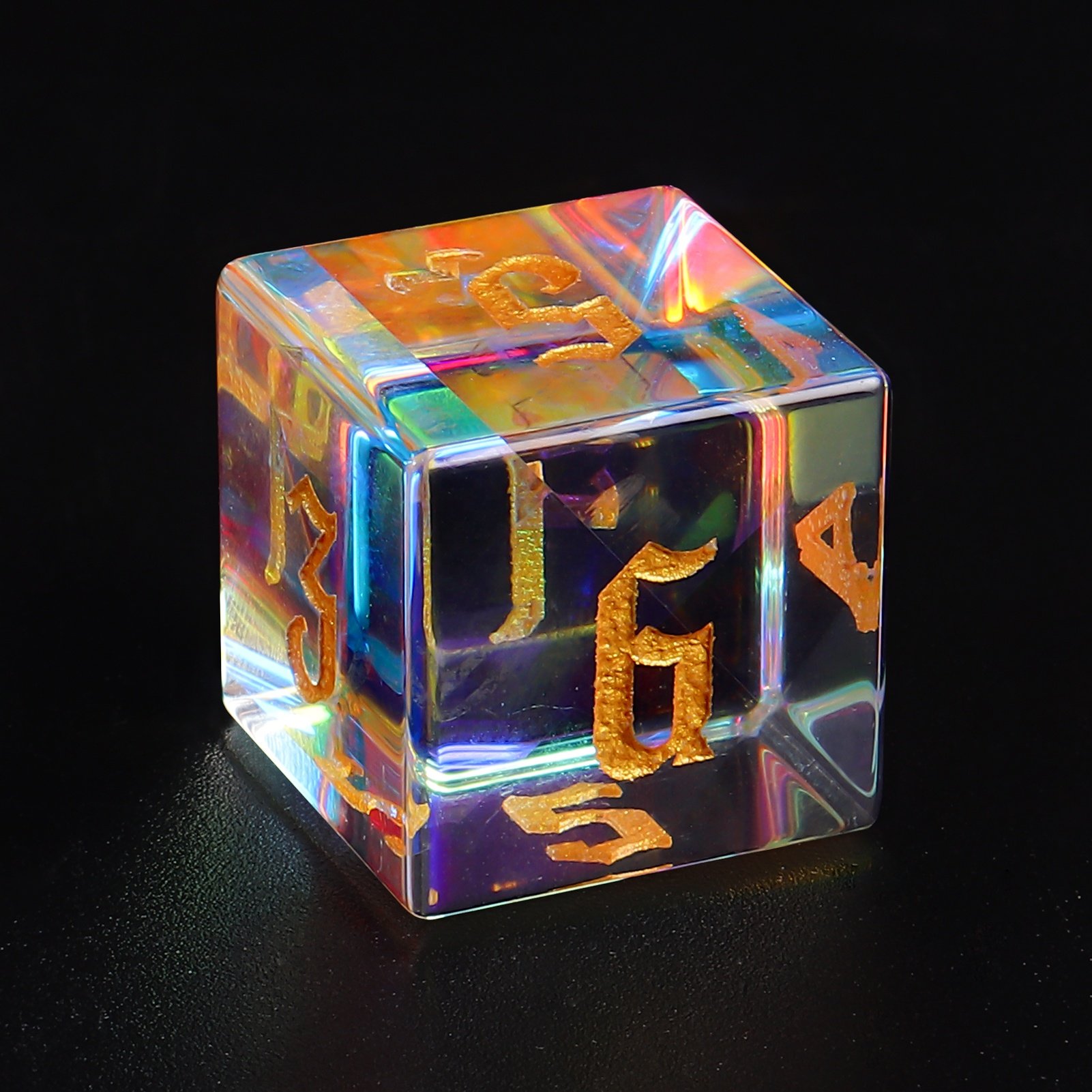 Custom Engraved Prism K9 Crystal Glass Dice Gemstone DND Dice Rainbow D6 D4 D8 D10 D12 D20 Dice For Board Games