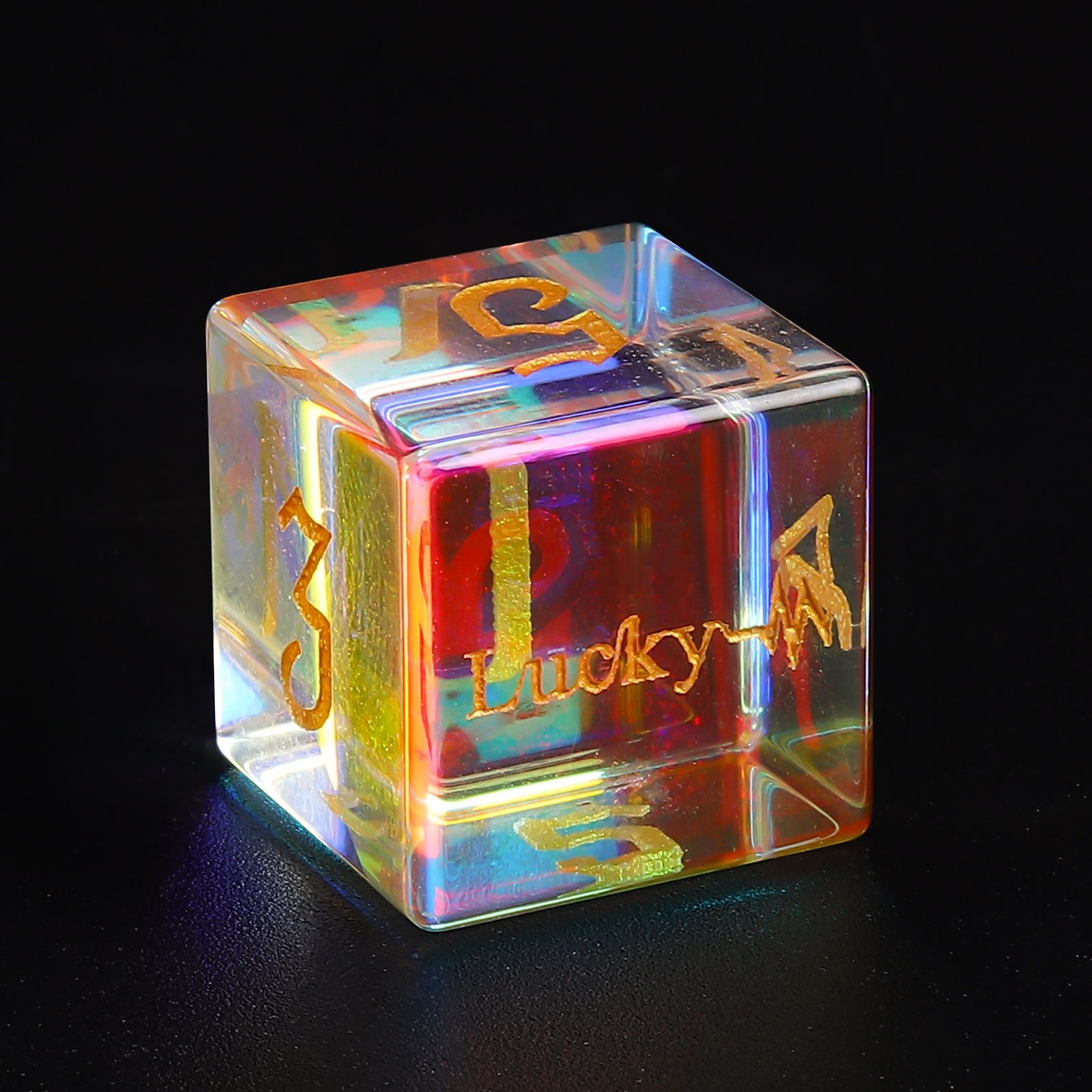 Custom Engraved Prism K9 Crystal Glass Dice Gemstone DND Dice Rainbow D6 D4 D8 D10 D12 D20 Dice For Board Games